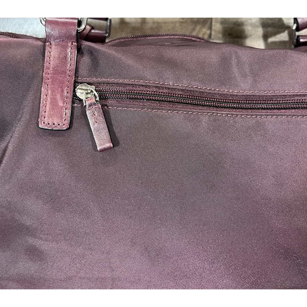 TUMI Travel Tote Luggage Handbag Duffel Nylon Overnight Bag Weekender Plum